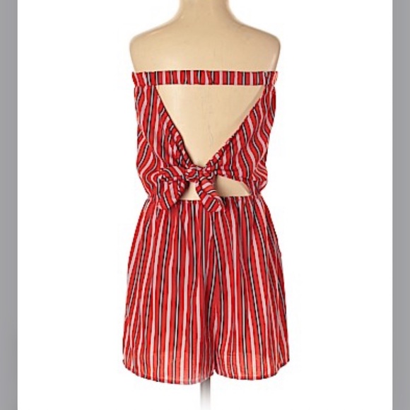 Soprano Size M red white stripe romper shorts - Picture 2 of 5